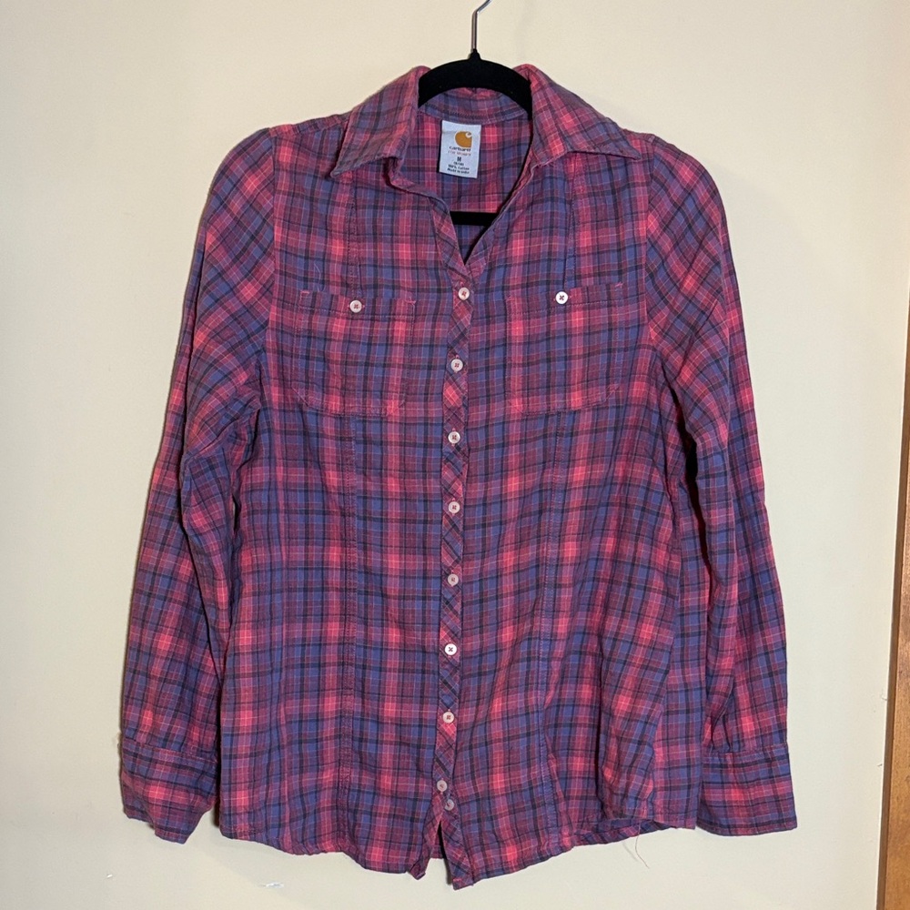Carhartt Pink and Blue/Purple Plaid Shirt